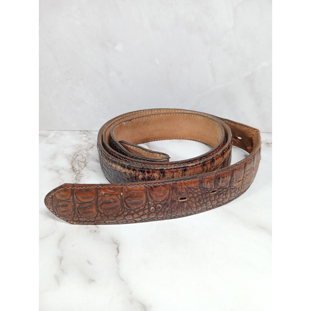 Tony Lama Brown Leather Belt No Buckle ~52" Heavy Notch Wear Western